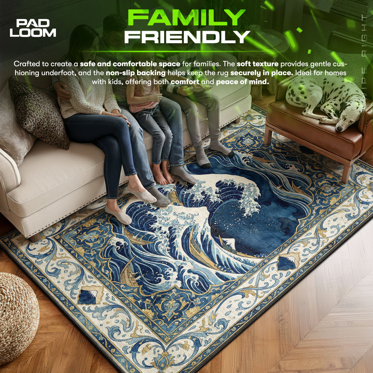 Area character design printed on rug