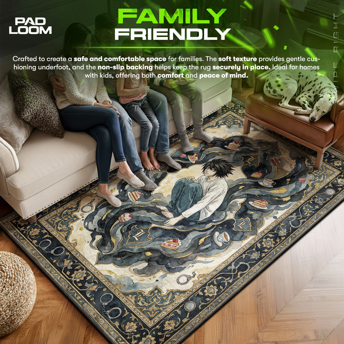 Death Note Rug Greatest Detective L Rug - Death Note Chair Mat | Padloom