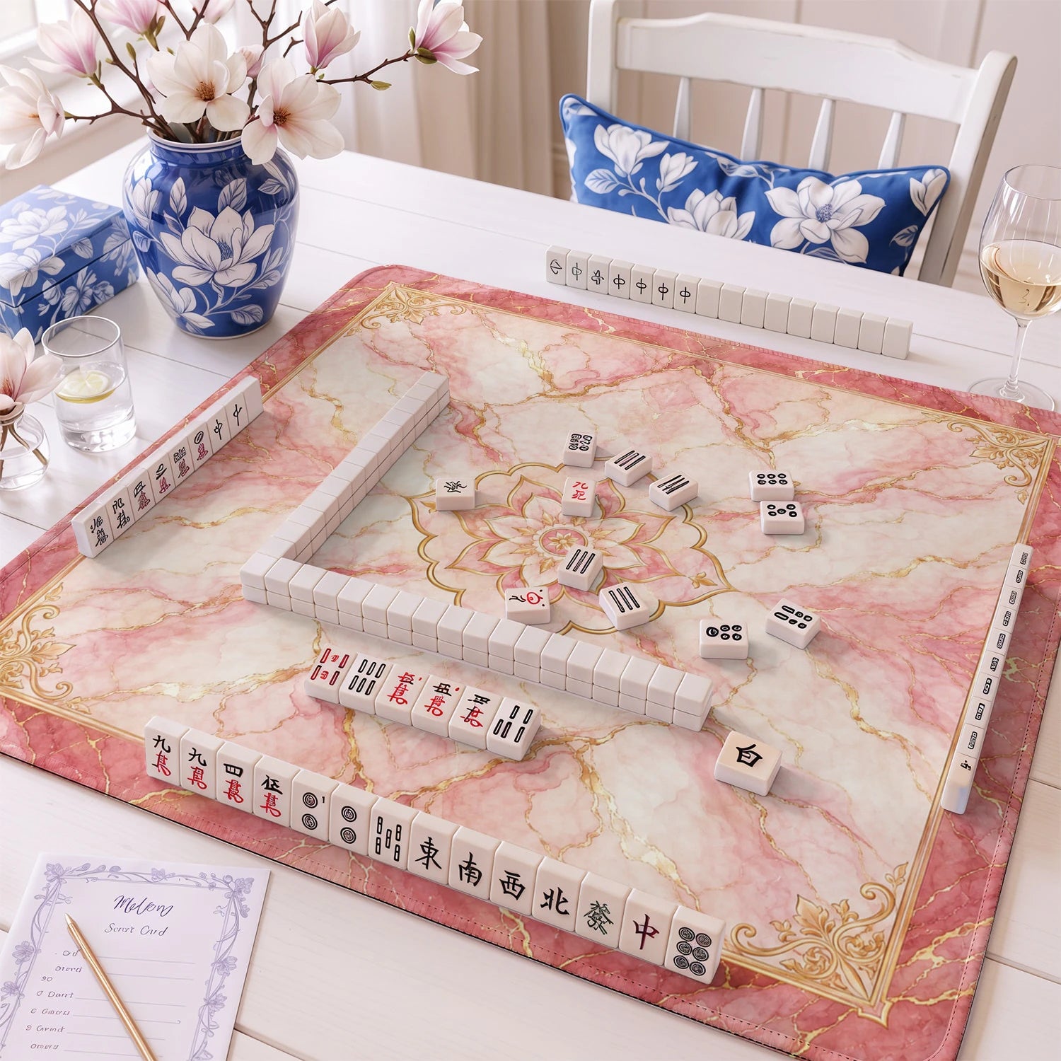 Green Aztec Sun mahjong mat – M (60x60 cm) and L (81x81 cm) sizes