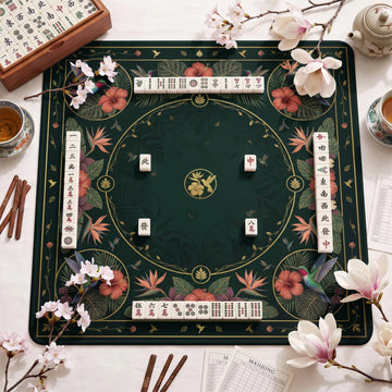 Green Hummingbird Mahjong Mat - Mah Jongg Mat
