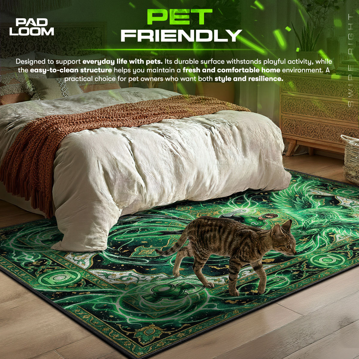 Detailed close-up of Green rug pattern