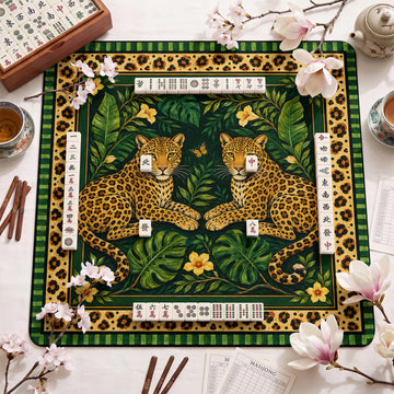 Green Leopard Mahjong Mat – neoprene mah jongg table mat