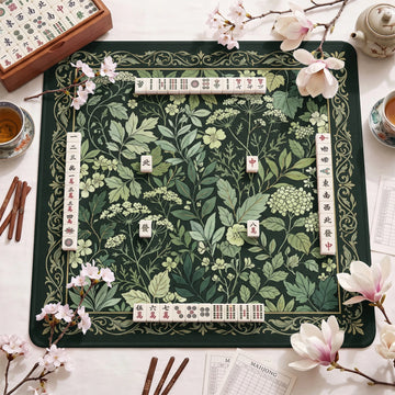 Green Morris Botanical Mahjong Mat - Mah Jongg Mat