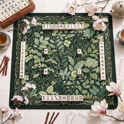 Green Morris Botanical Mahjong Mat - Mah Jongg Mat