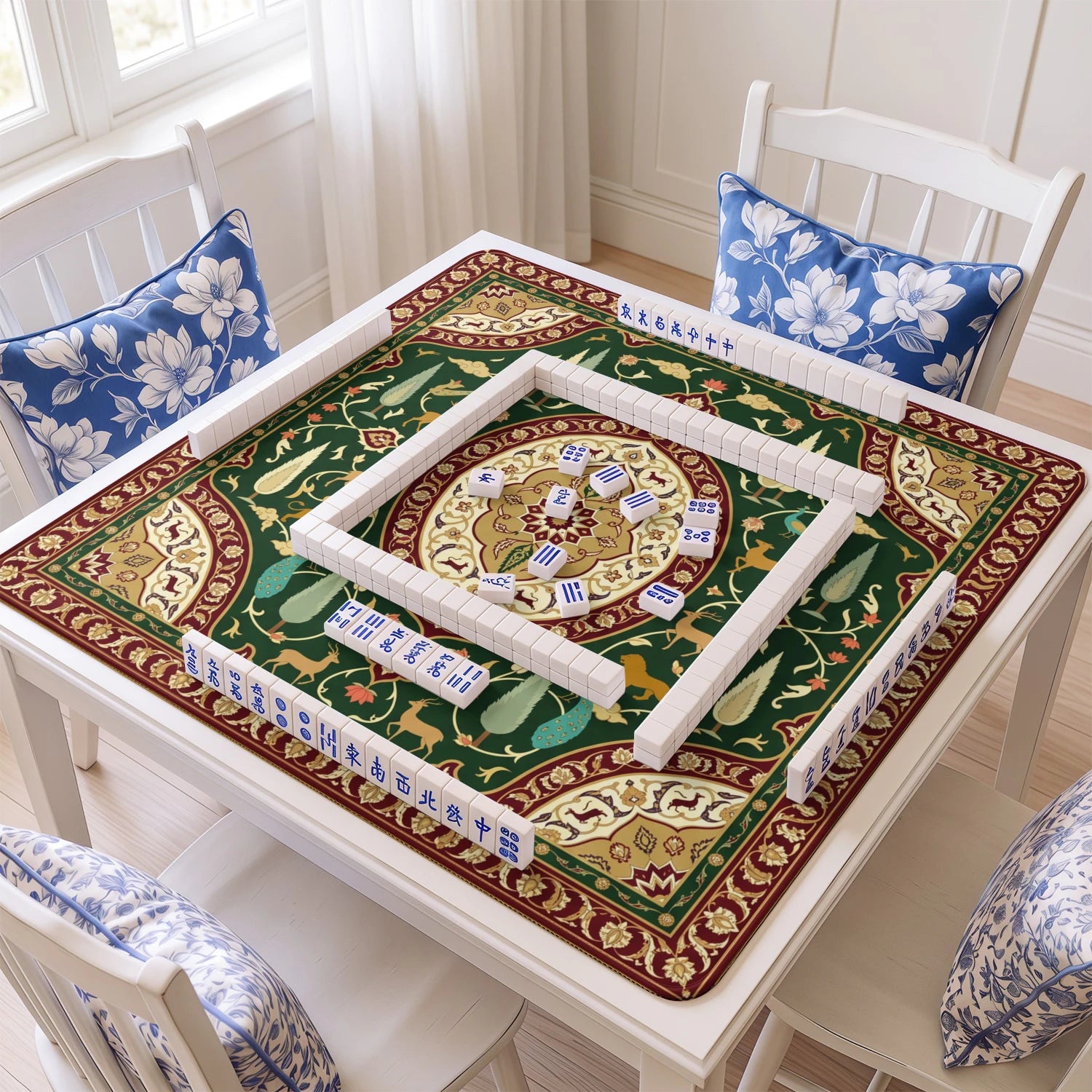 Green Persian Garden Mahjong Mat - Mah Jongg Mat