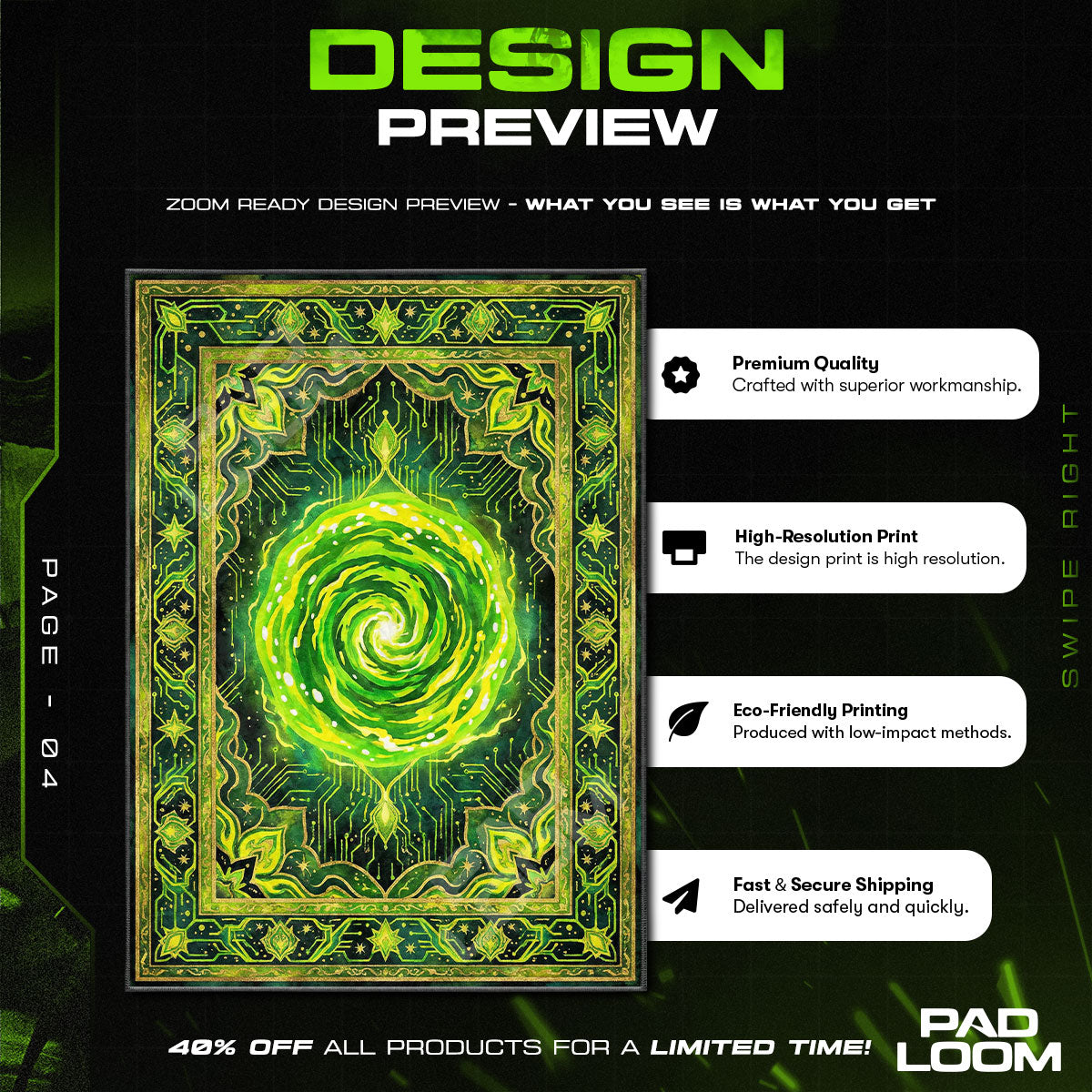 Green Portal Vortex Rick Morty Cartoon Area rug — main product view