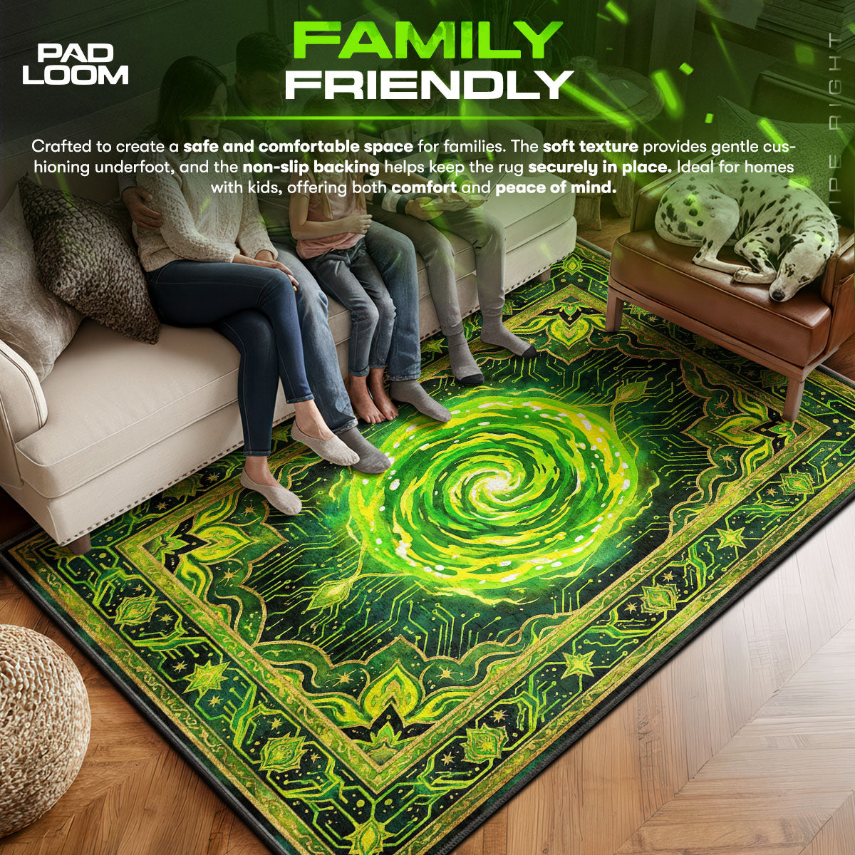 Area character design printed on rug