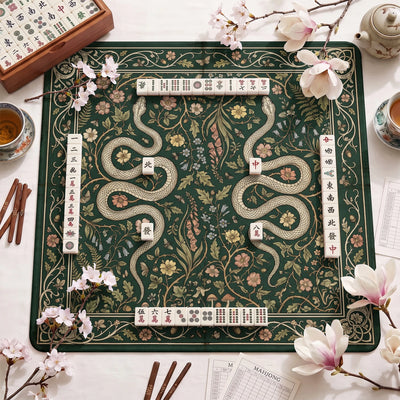 Green Serpent Morris Mahjong Mat - Mah Jongg Mat