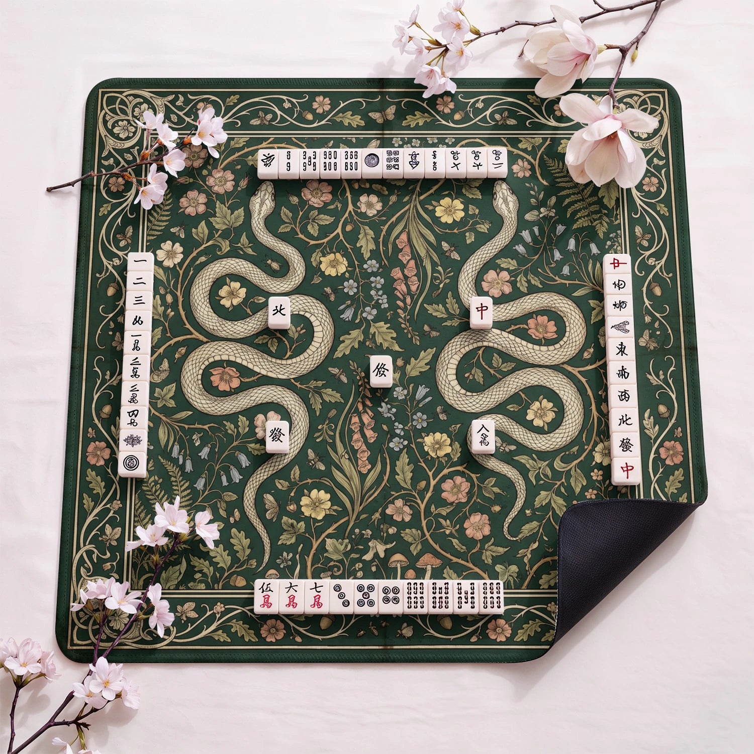Green Serpent Morris Mahjong Mat - Mah Jongg Mat