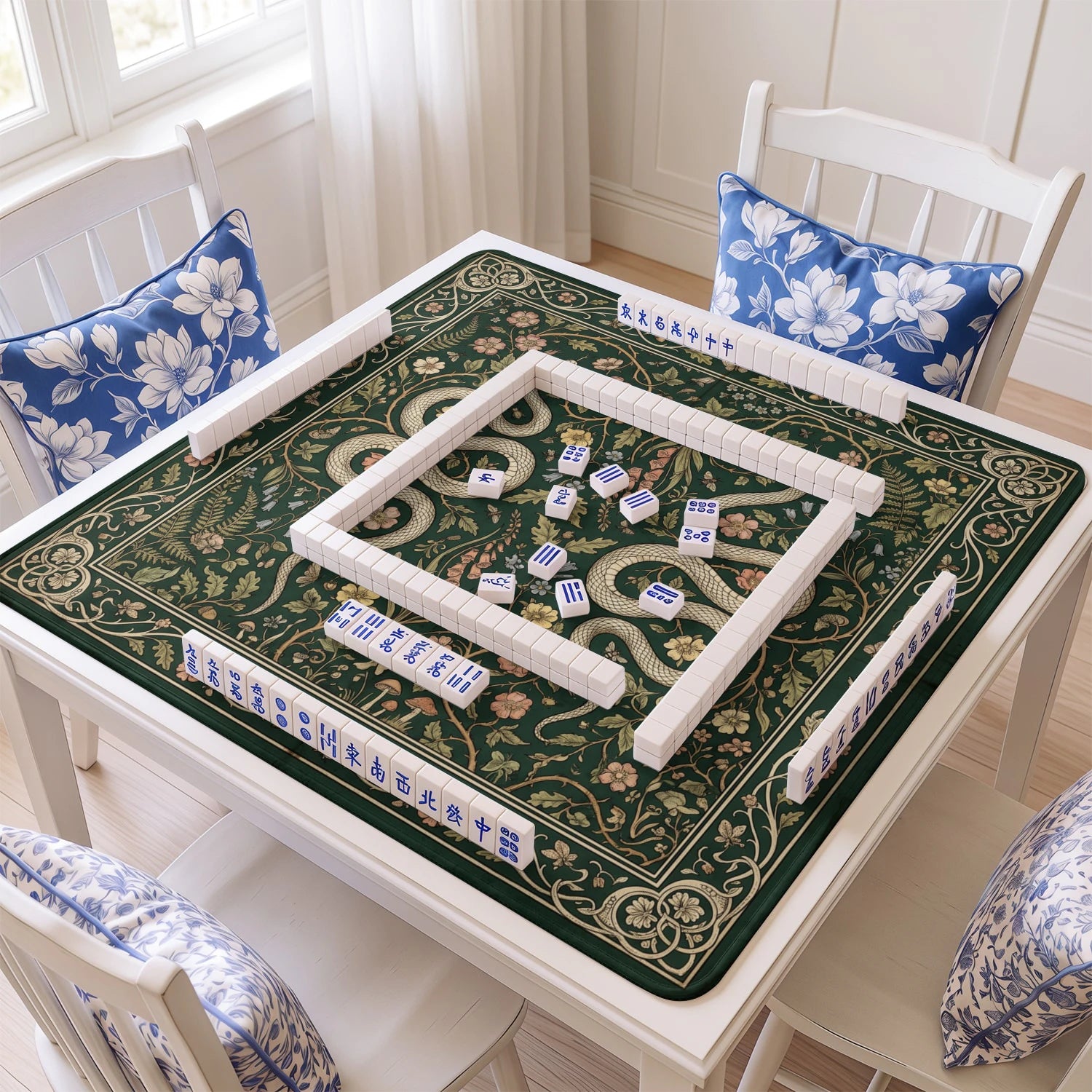 Green Serpent Morris Mahjong Mat - Mah Jongg Mat