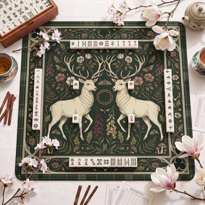 Green Stag Tartan Mahjong Mat - Mah Jongg Mat