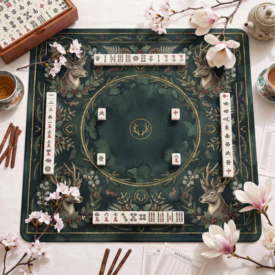 Green Woodland Stag Mahjong-Matte - Mah-Jongg Matte