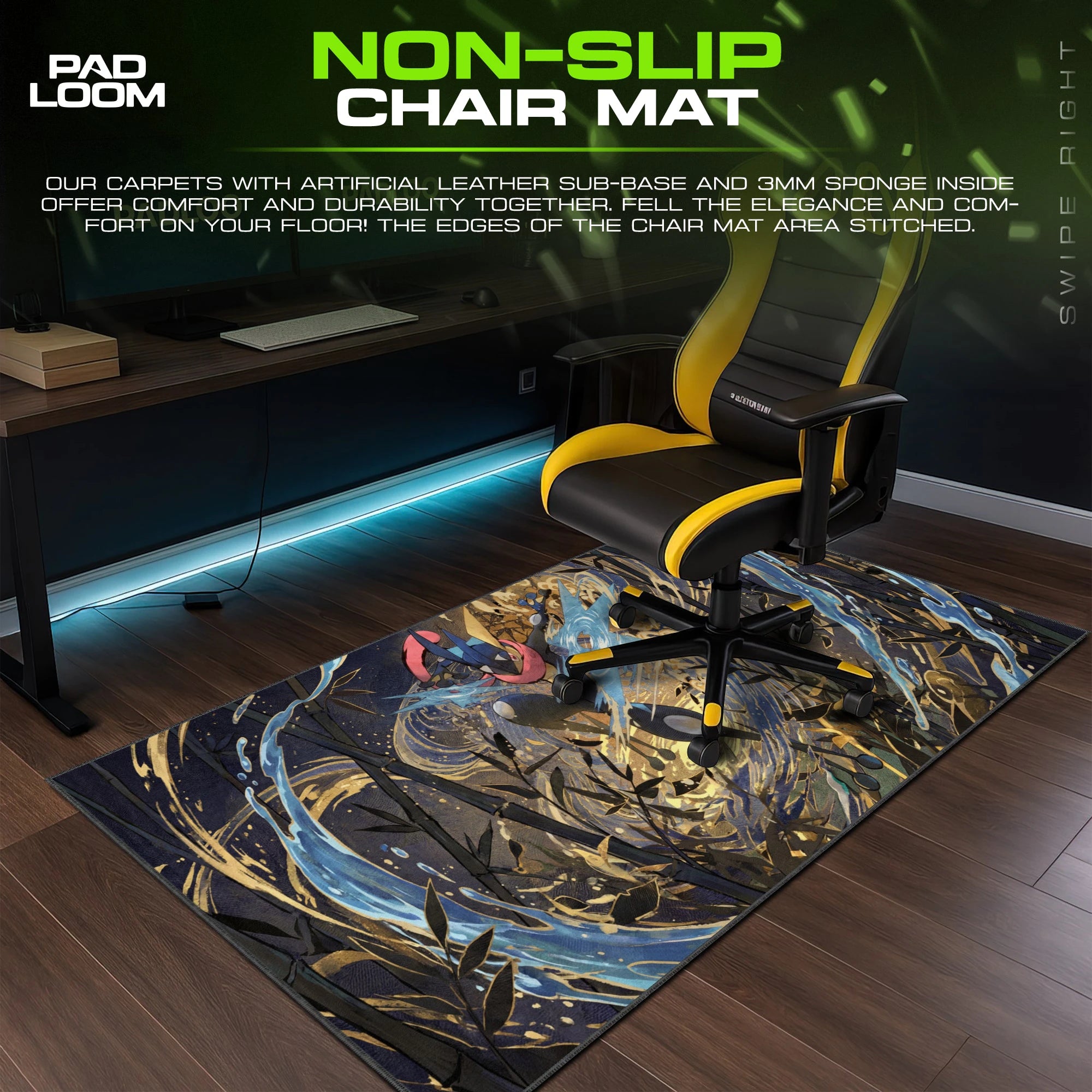 Greninja Golden Bamboo Mouse Pad - Pokemon Desk Mat