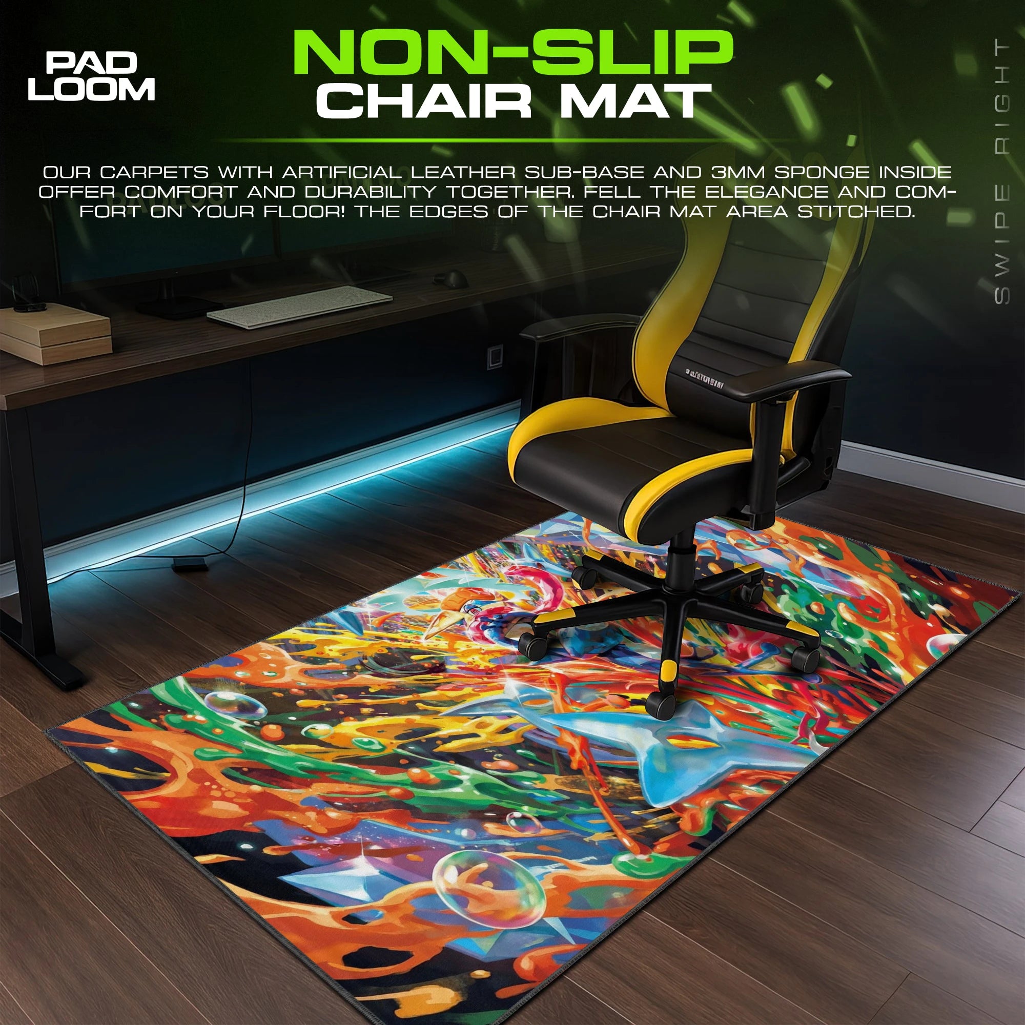 Greninja Prism Splash – stitched-edge, non-slip mouse pad detail