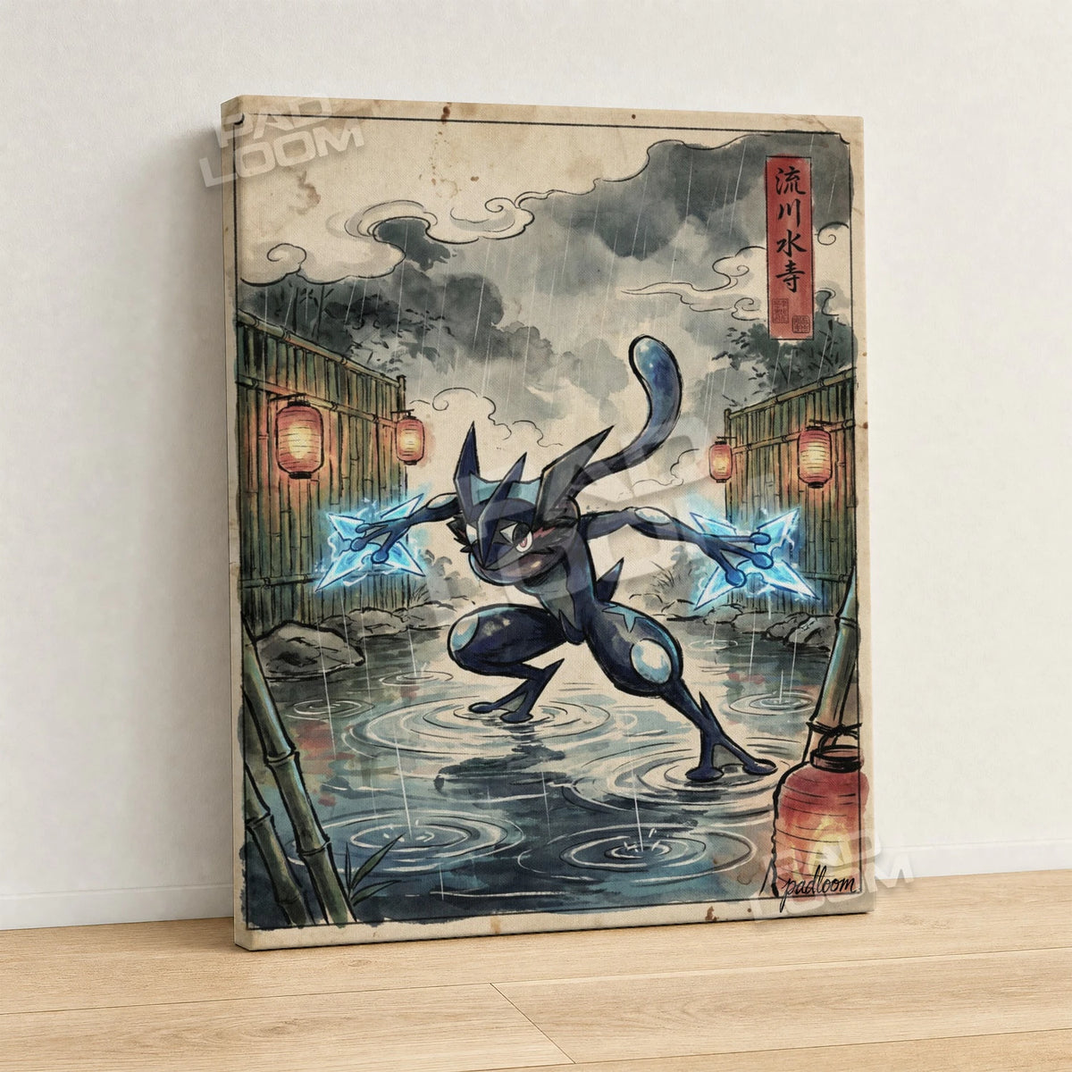 Greninja Shuriken Pokemon canvas wall art - gallery-wrapped canvas print, side view