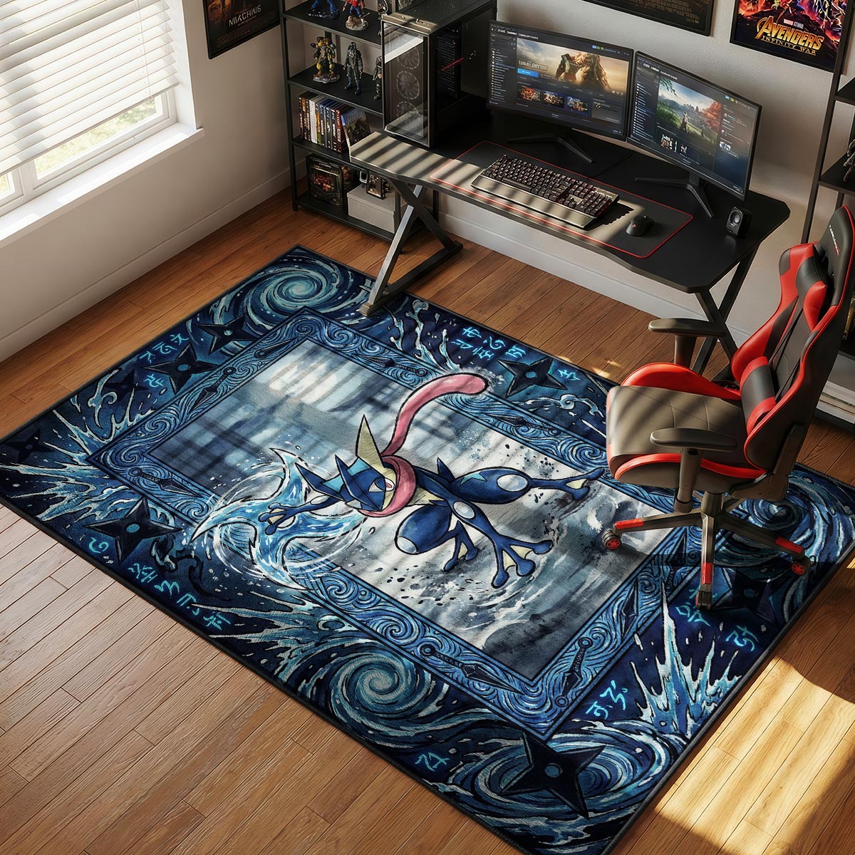 Greninja Water Shuriken Stealth Pokémon Chair rug — main product view