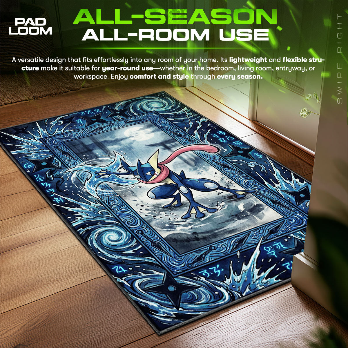Greninja Water Shuriken Stealth Pokémon Chair fan rug — premium quality print