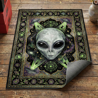 Grey Alien Abduction Rug — Sci-Fi UFO Area Rug