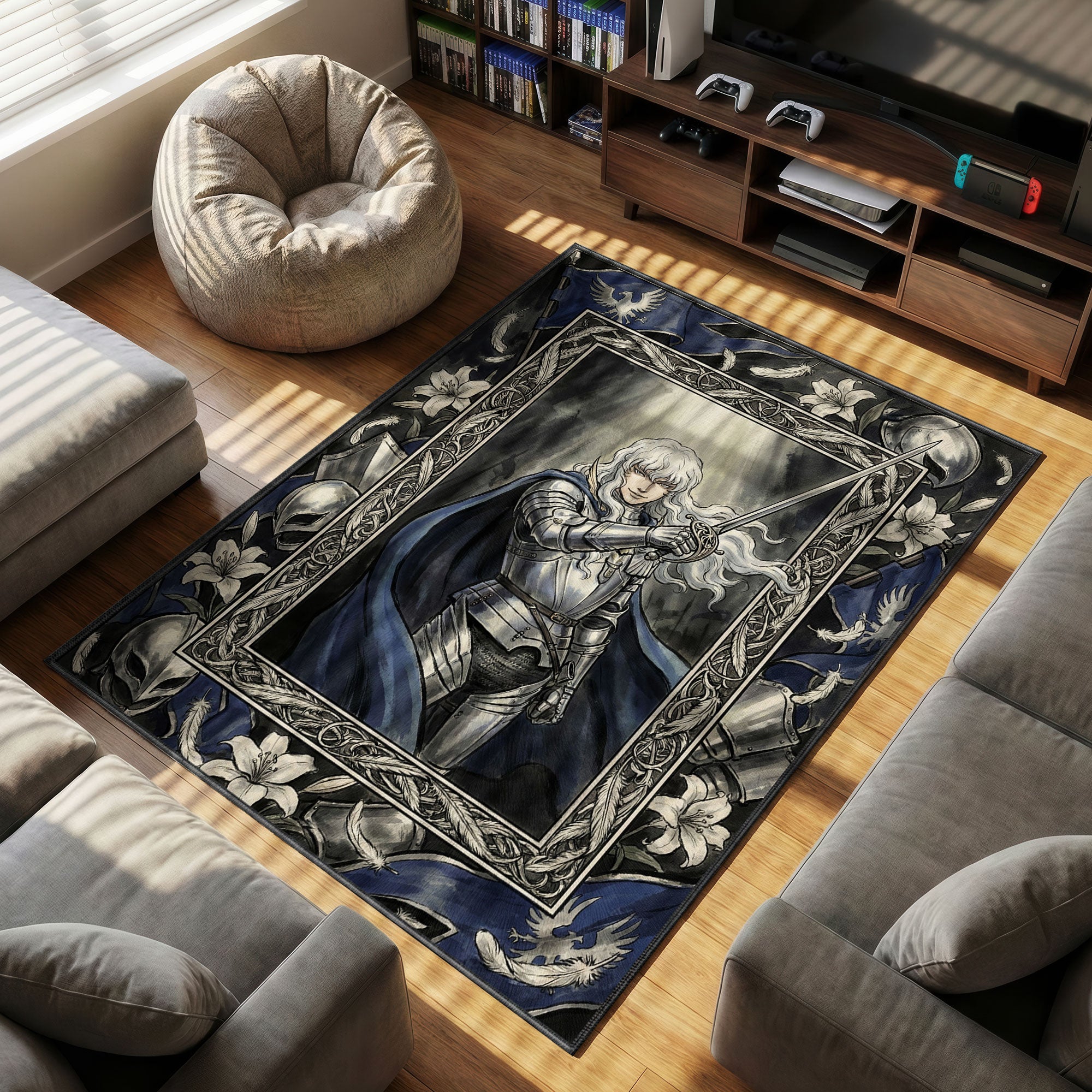 Griffith White themed area rug for home decor fans