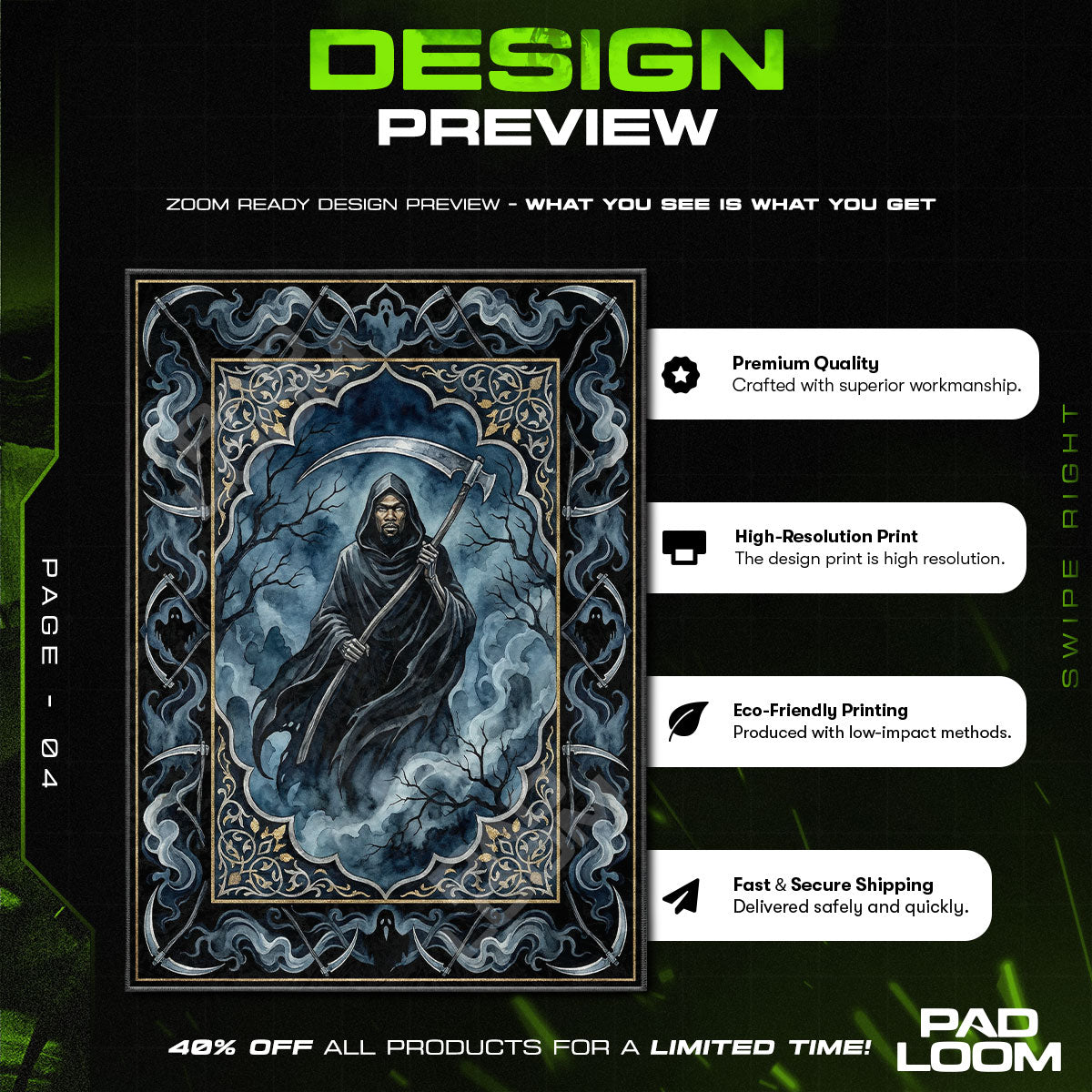 Floor character design printed on rug