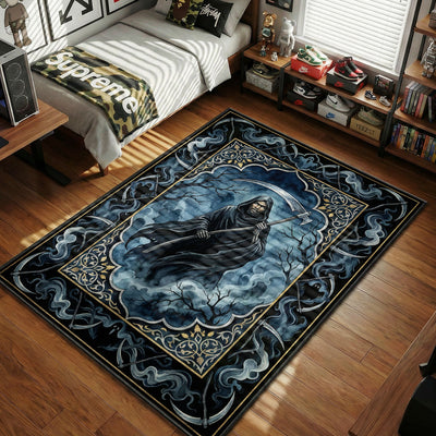 Grim Reaper Gothic Smoke Rug - Streetwear Floor Mat