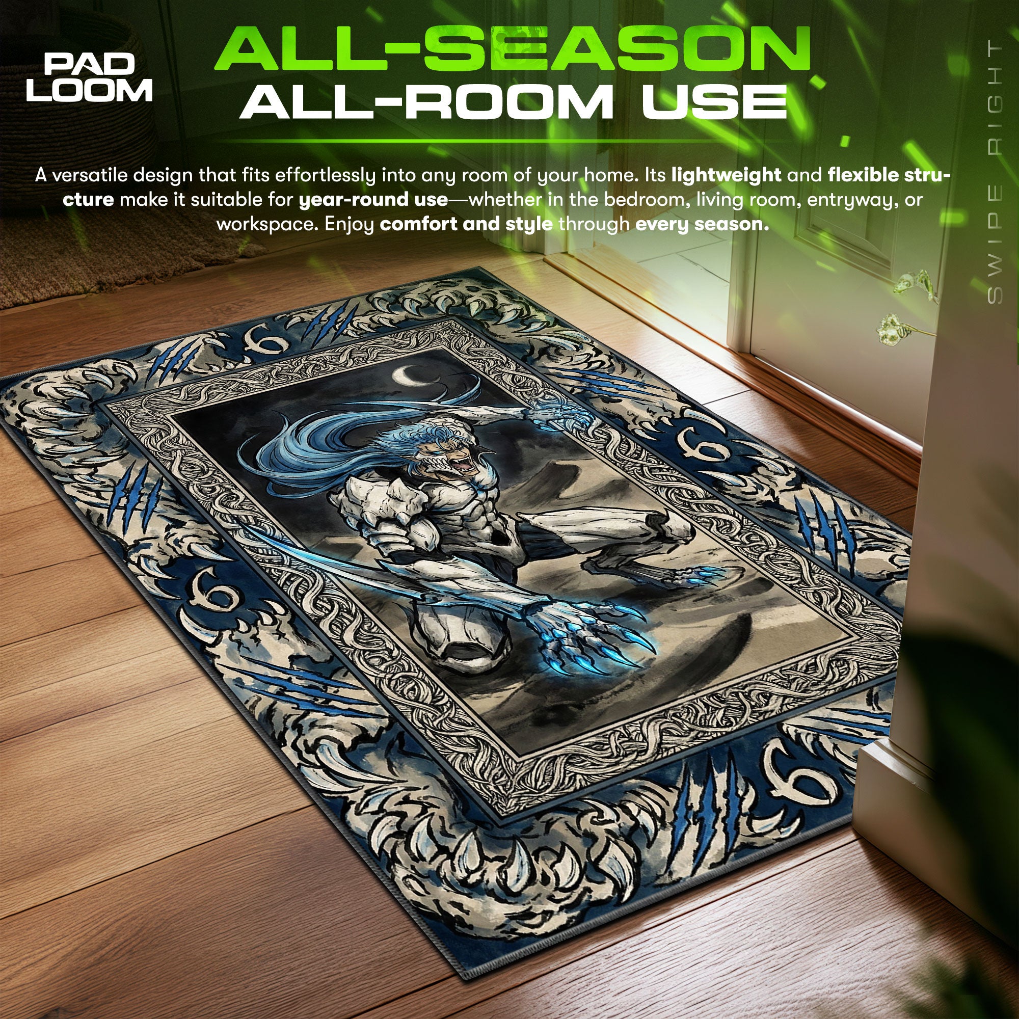 Grimmjow area rug showing full home decor artwork