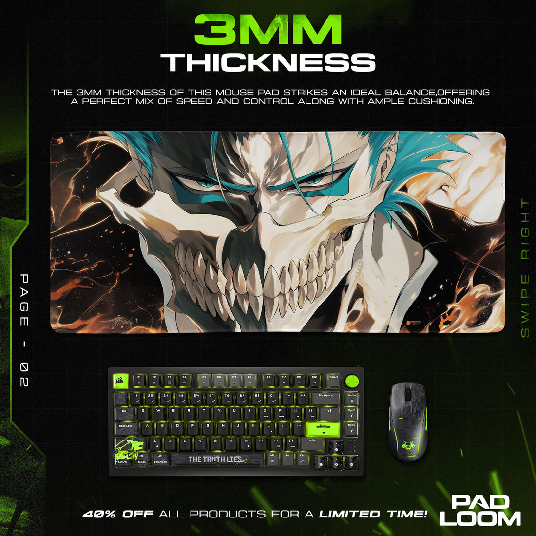 Grimmjow Resurrection Mouse Pad, Bleach Anime Gaming Desk Mat
