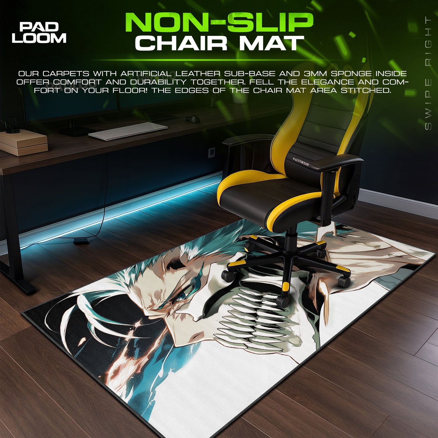 Grimmjow Side Profile Mouse Pad, Bleach Anime Gaming Desk Mat Padloom