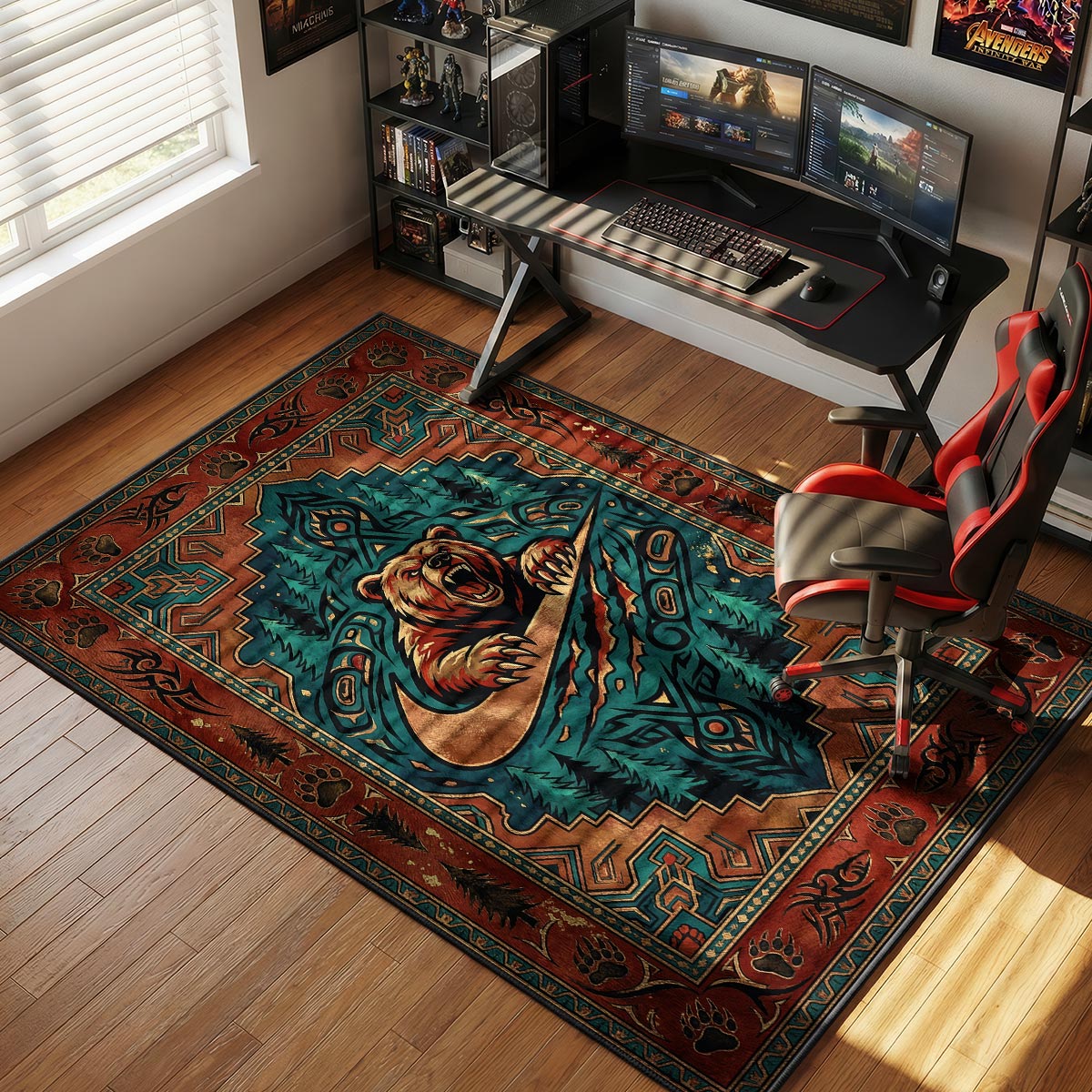 Grizzly Bear Tribal Rug - Urban Floor Mat