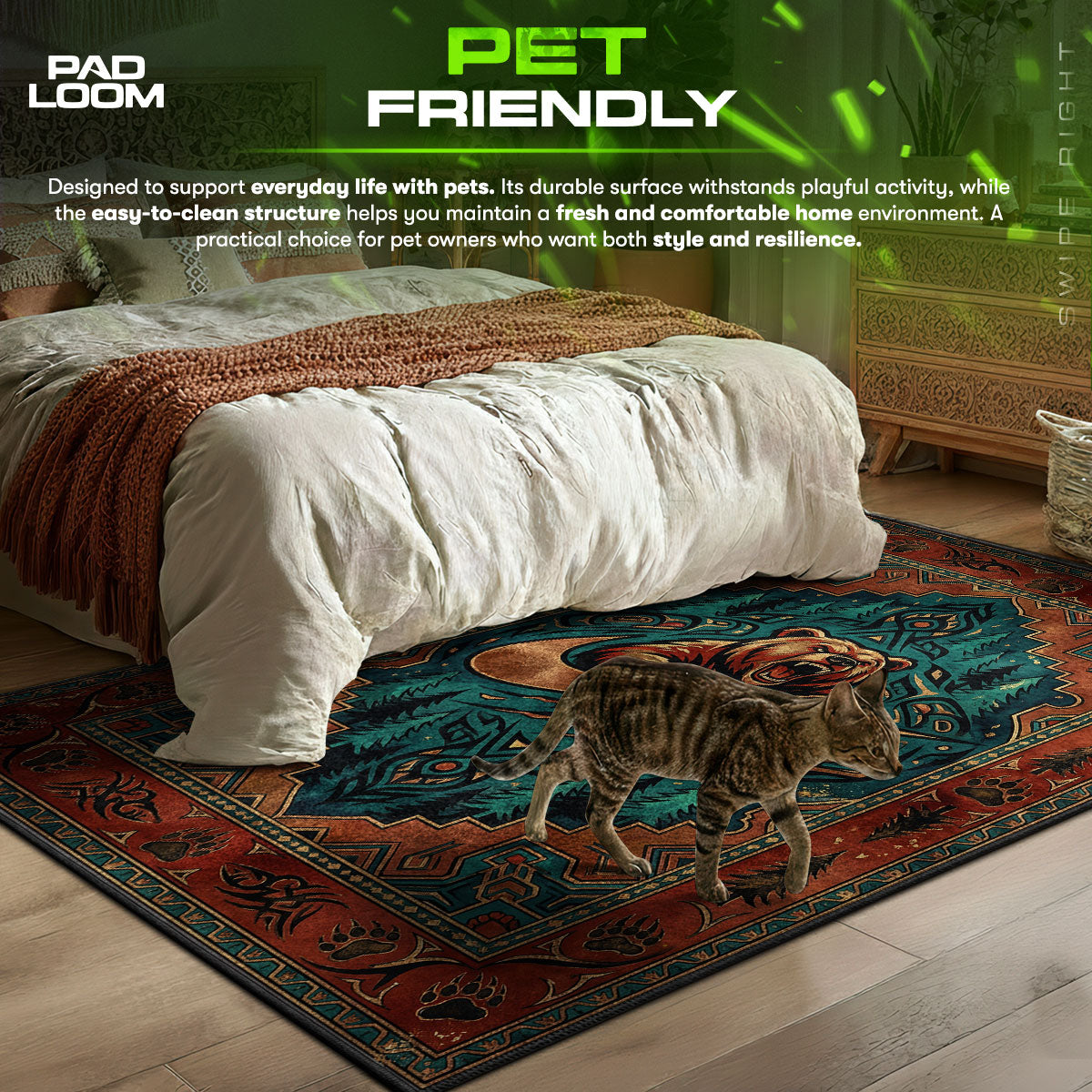 Grizzly Bear Tribal Rug - Urban Floor Mat