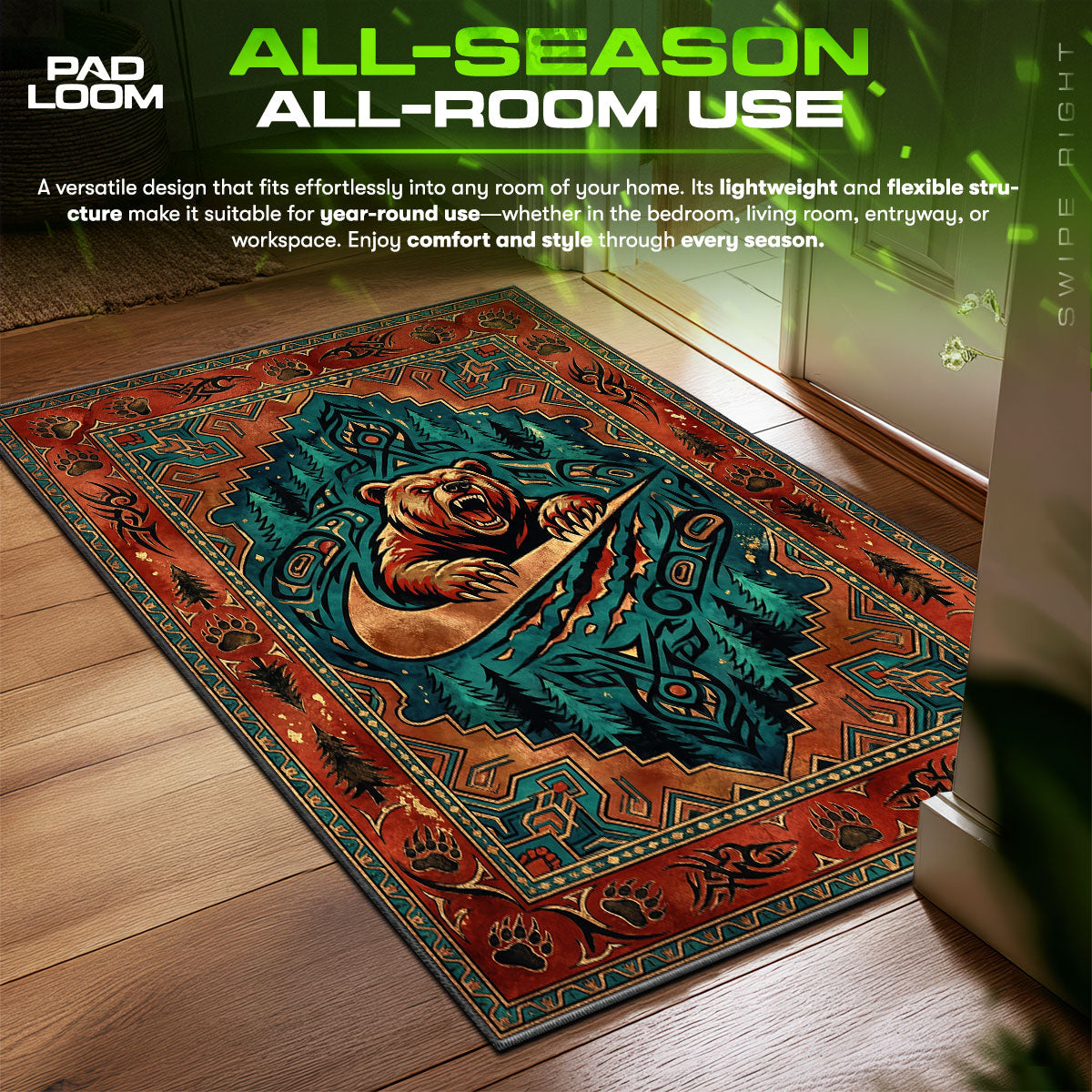 Grizzly Bear Tribal Rug - Urban Floor Mat