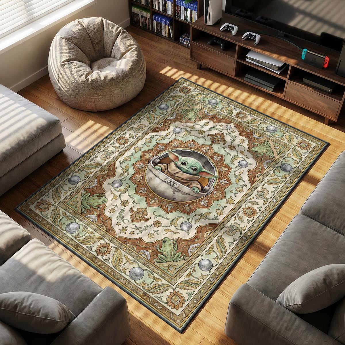 Grogu Hover themed area rug for Vintage fans