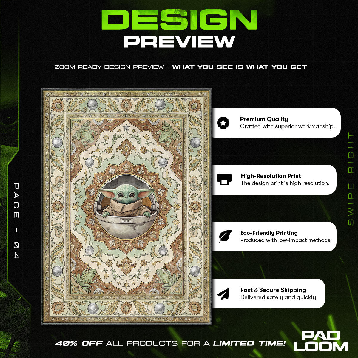 Room character design printed on rug