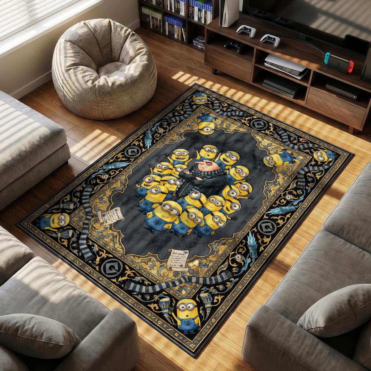 Gru & themed area rug for home decor fans