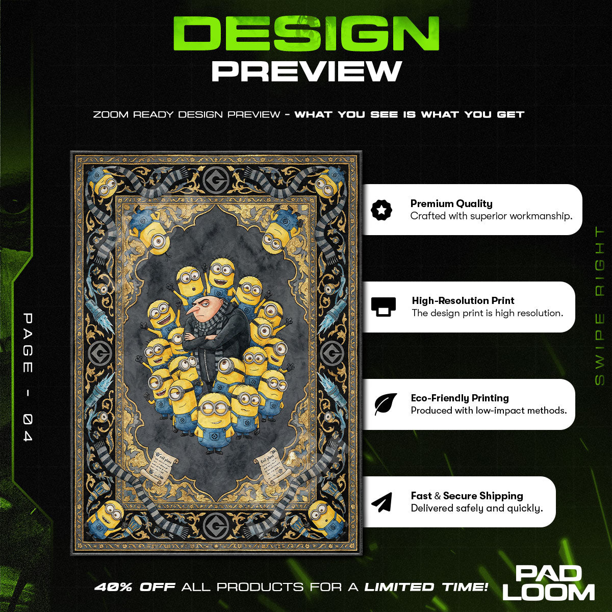 Kids character design printed on rug