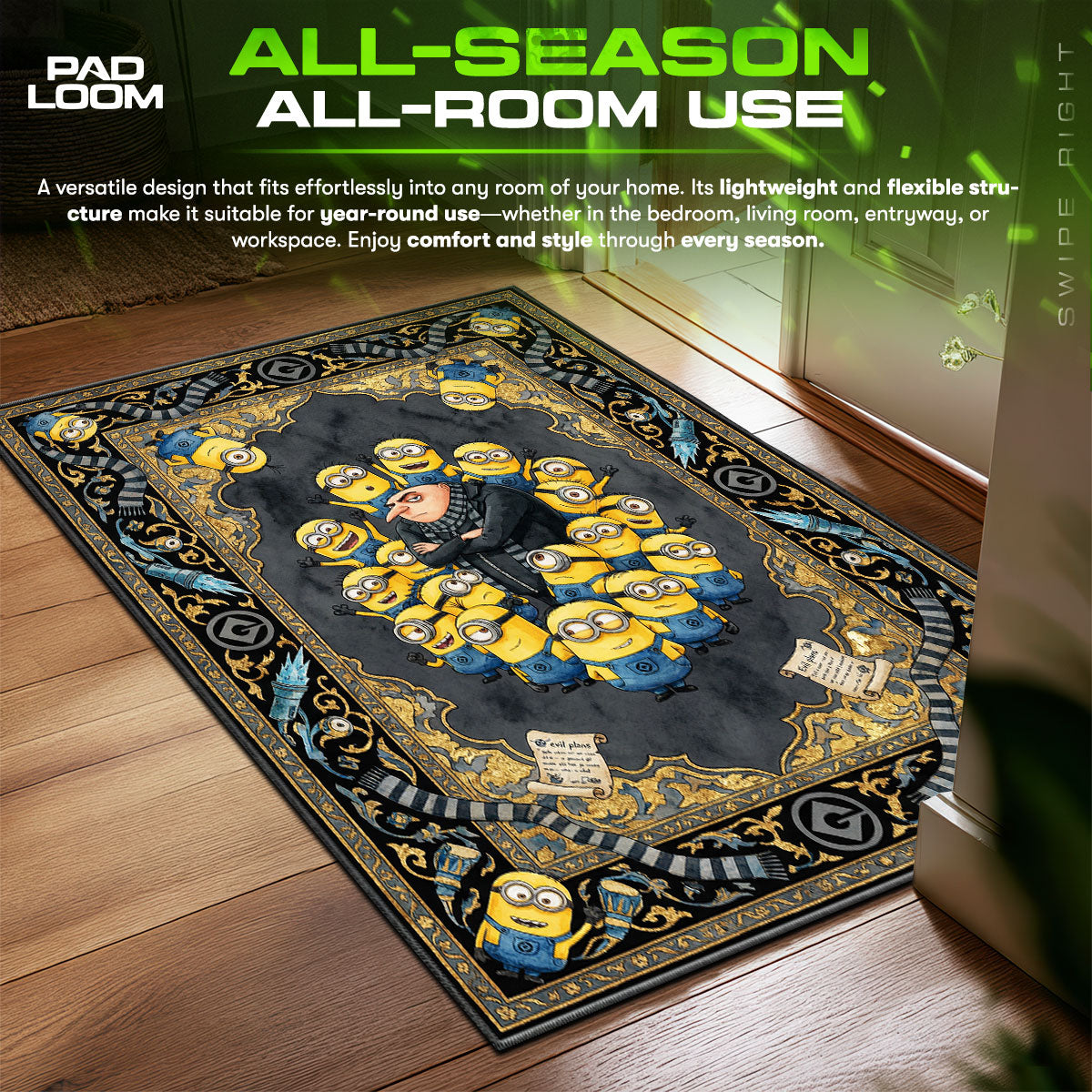 Gru & Minions Adventure Kids fan rug — premium quality print