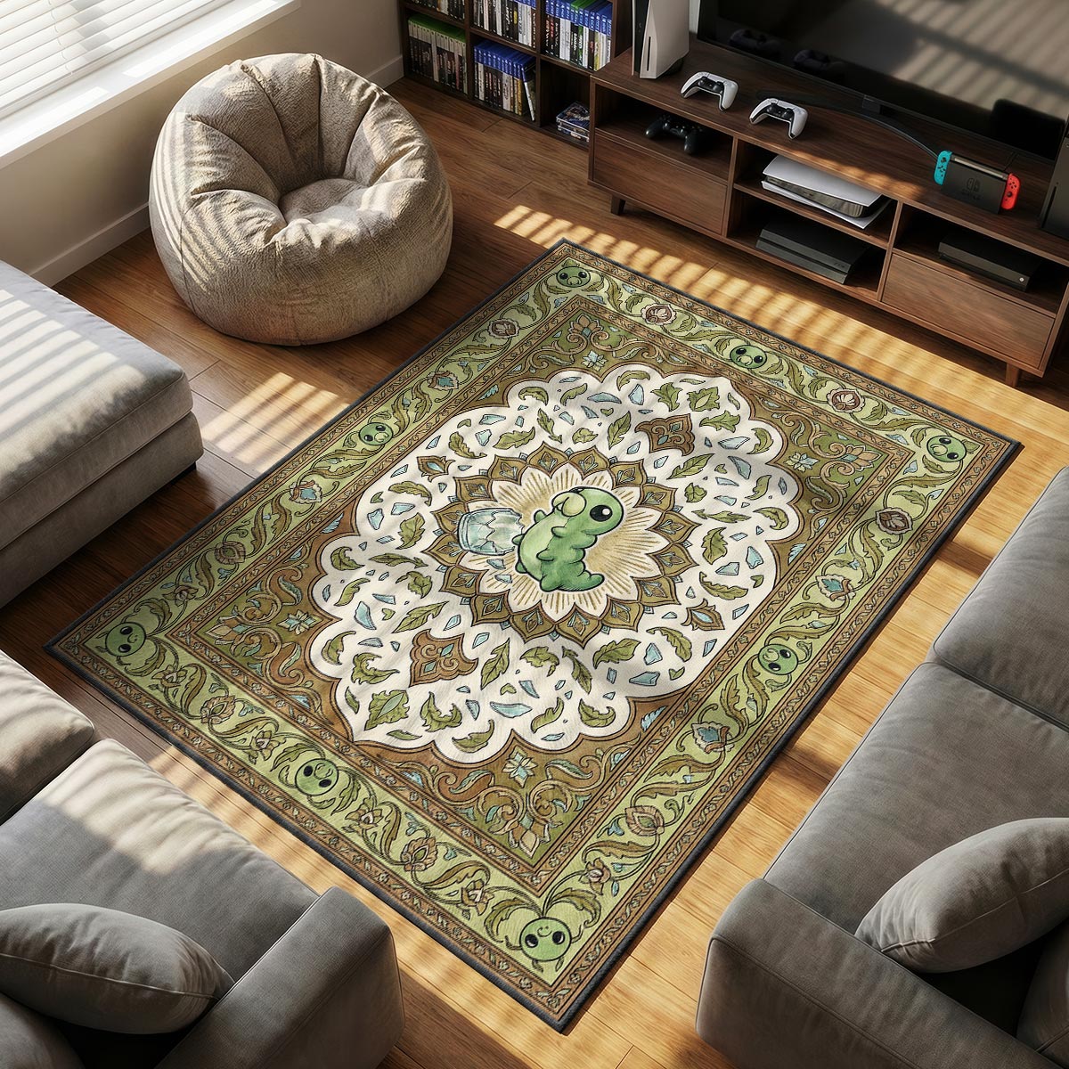 Grub Wholesome themed area rug for home decor fans