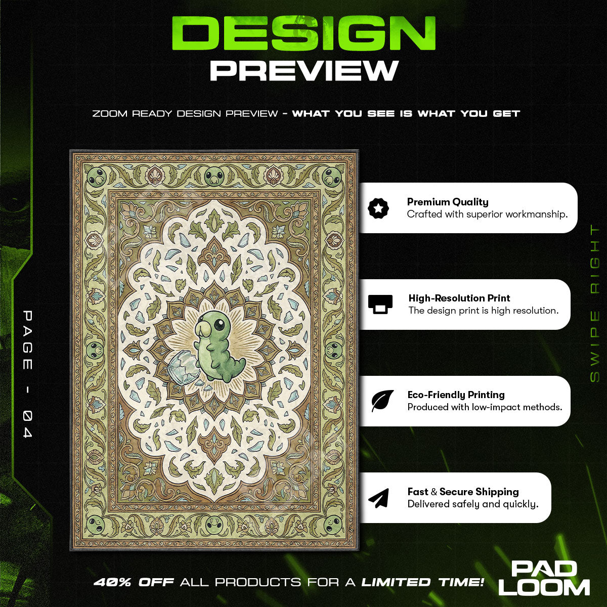 Chair character design printed on rug