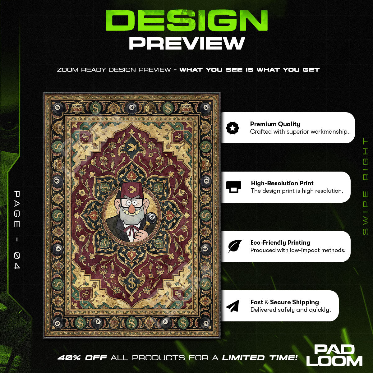 Grunkle Stan Gravity Falls Cartoon Area rug — main product view