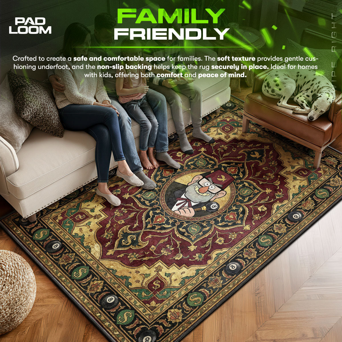 Area character design printed on rug