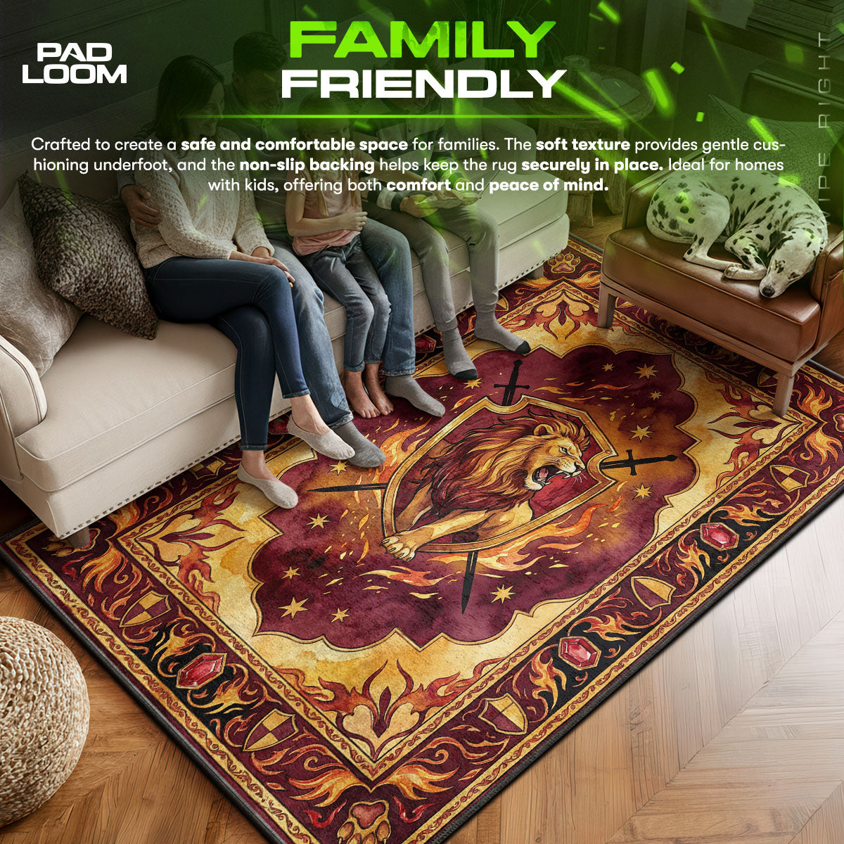 Gryffindor area rug showing full home decor artwork