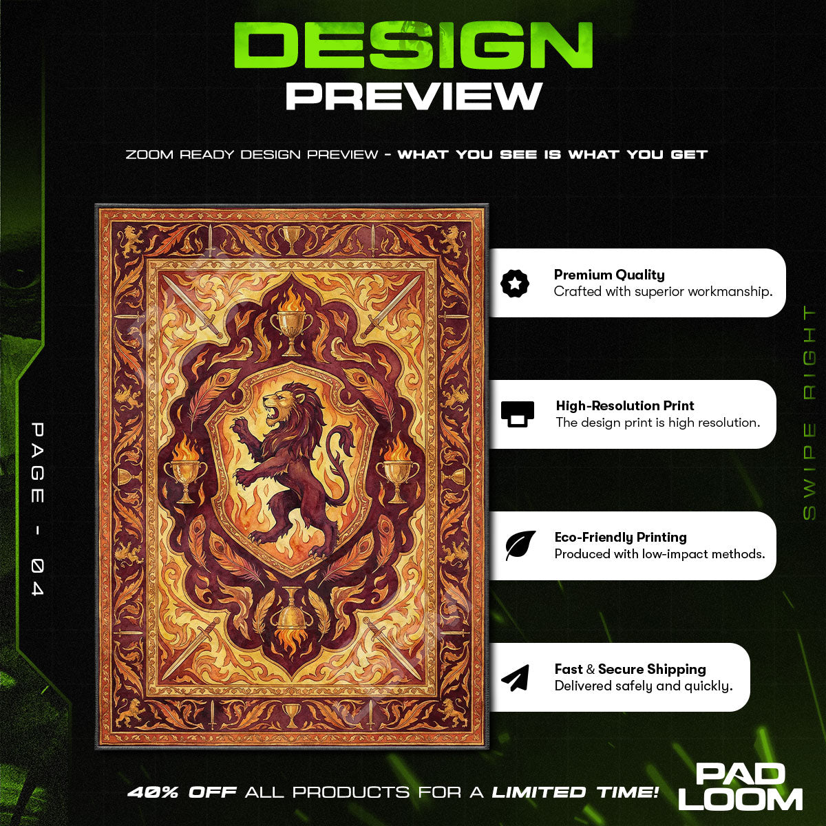 Room character design printed on rug