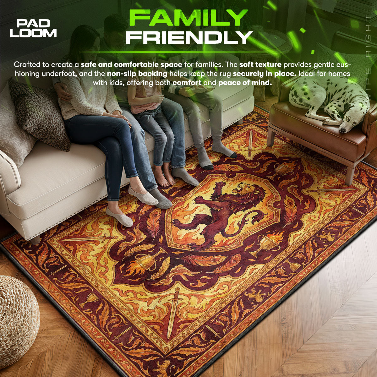 Gryffindor area rug showing full Vintage artwork