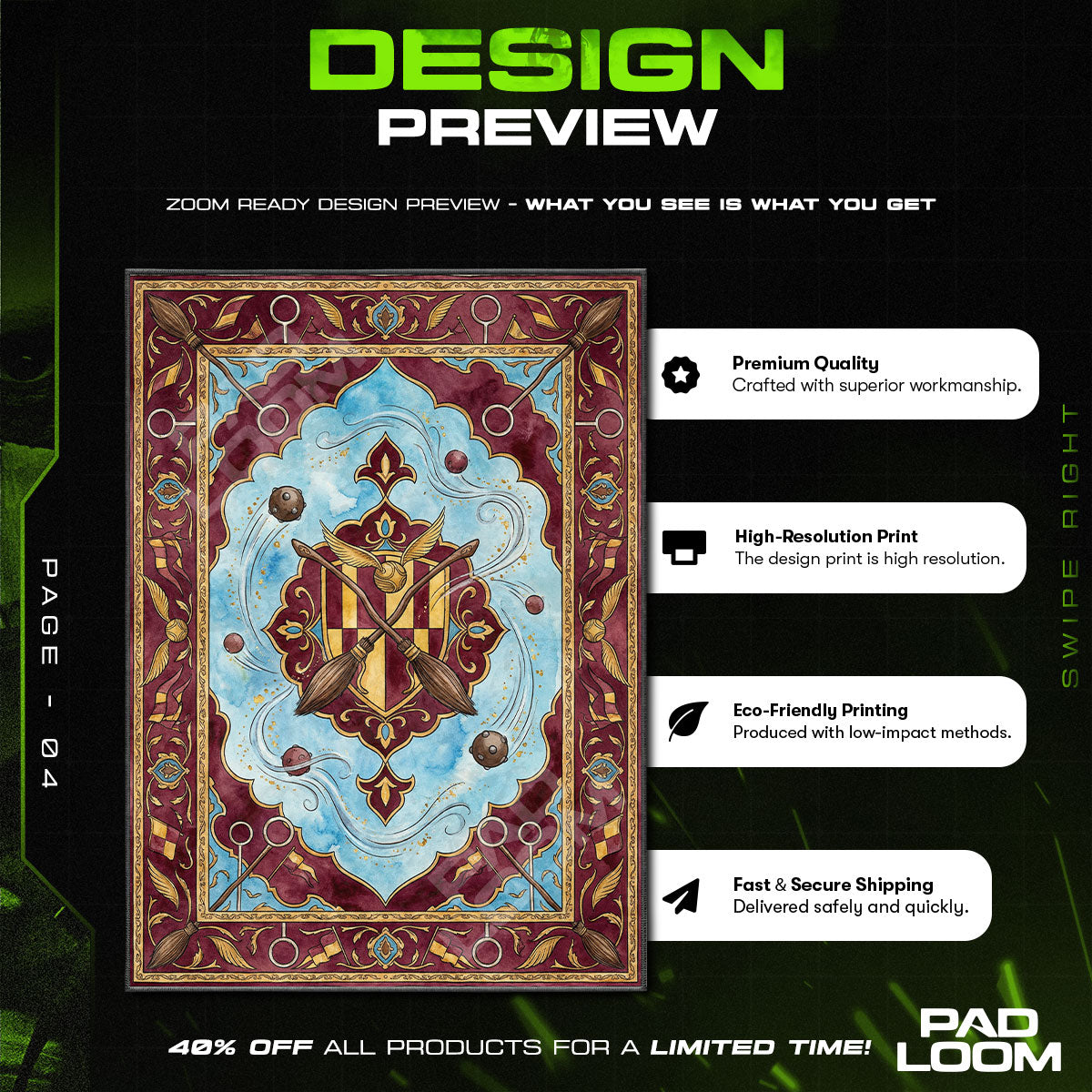Room character design printed on rug