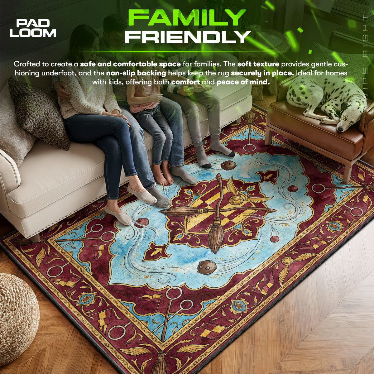 Gryffindor area rug showing full home decor artwork