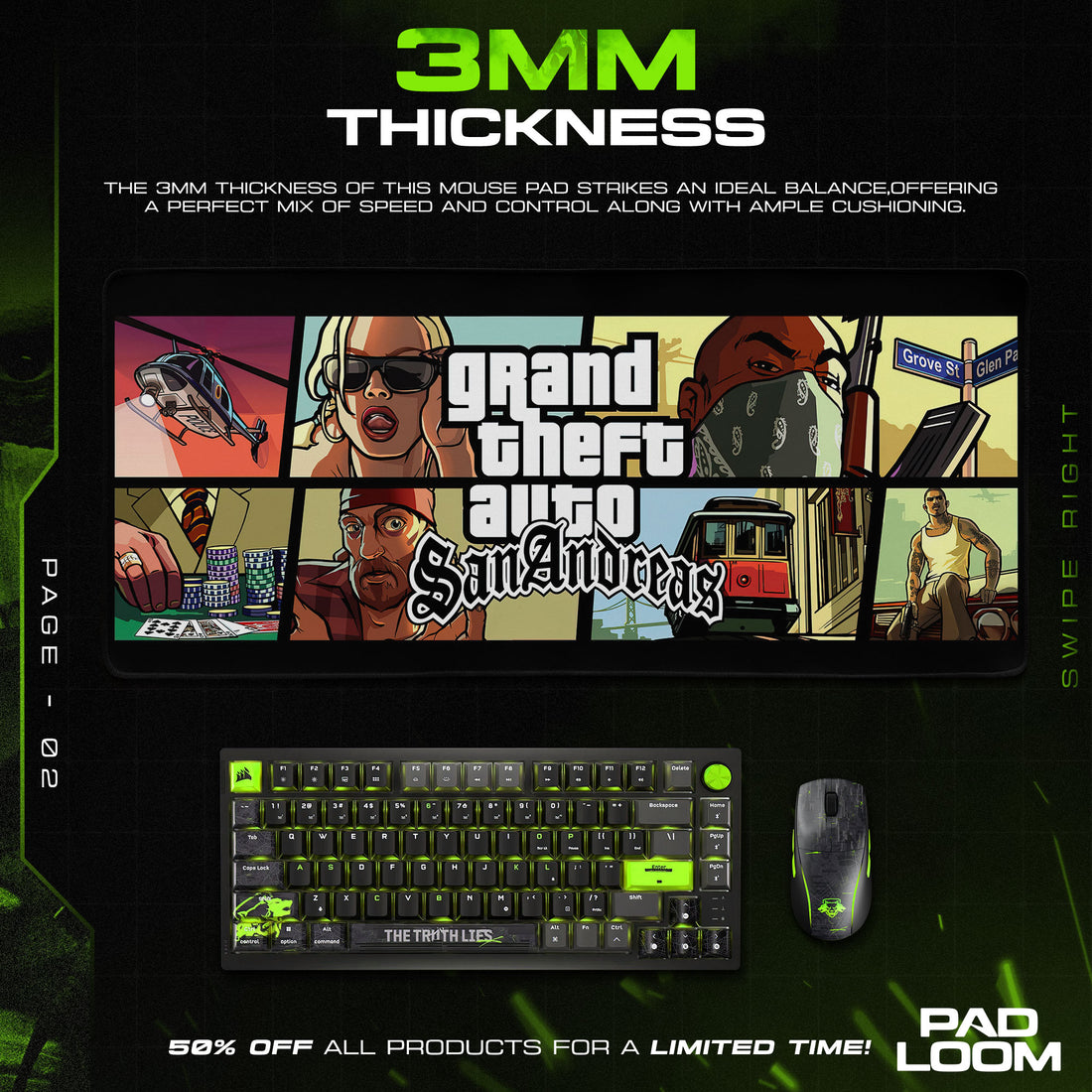 GTA San Andreas Collage Mouse Pad, Game Gaming Desk Mat