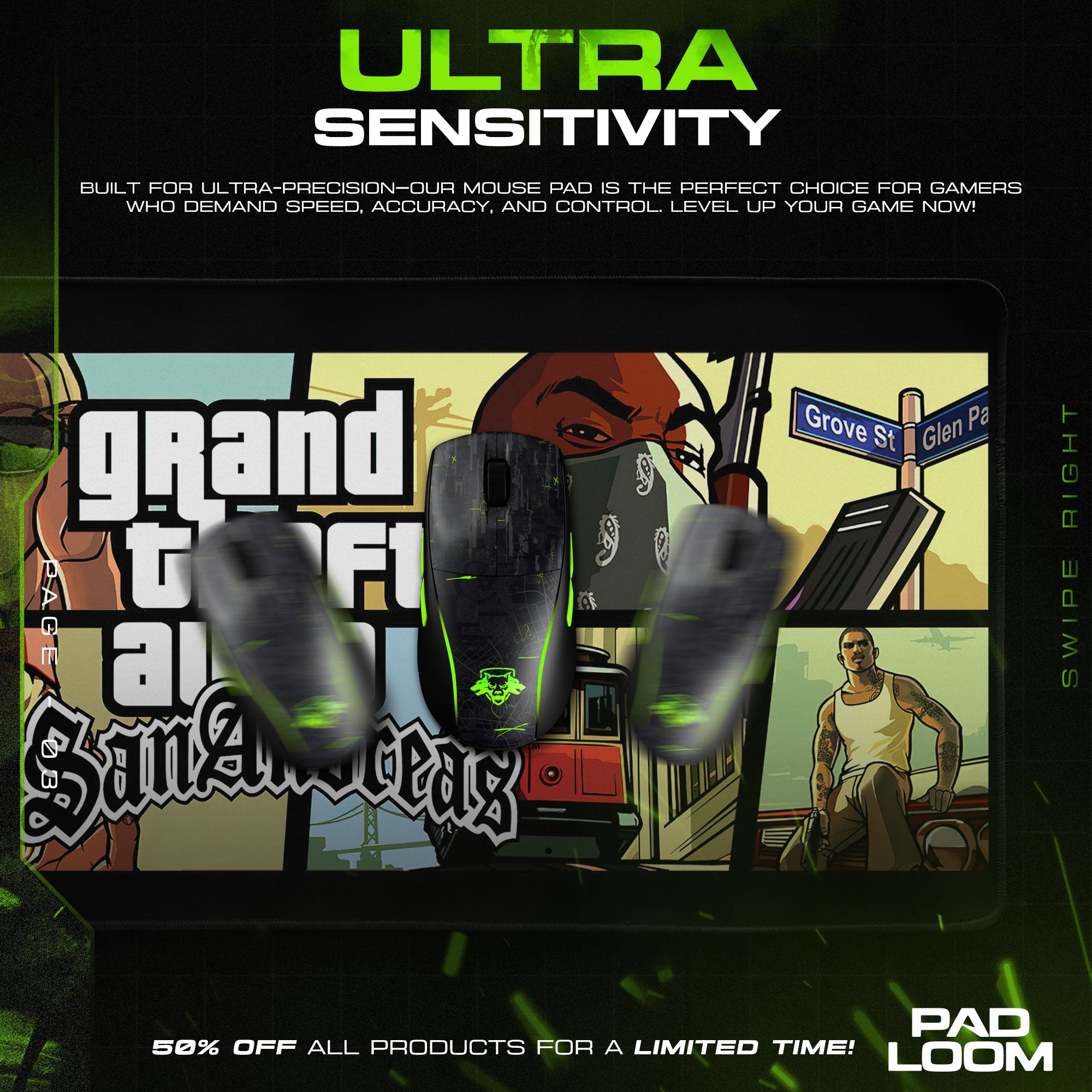 GTA San Andreas Collage Mouse Pad, Game Gaming Desk Mat