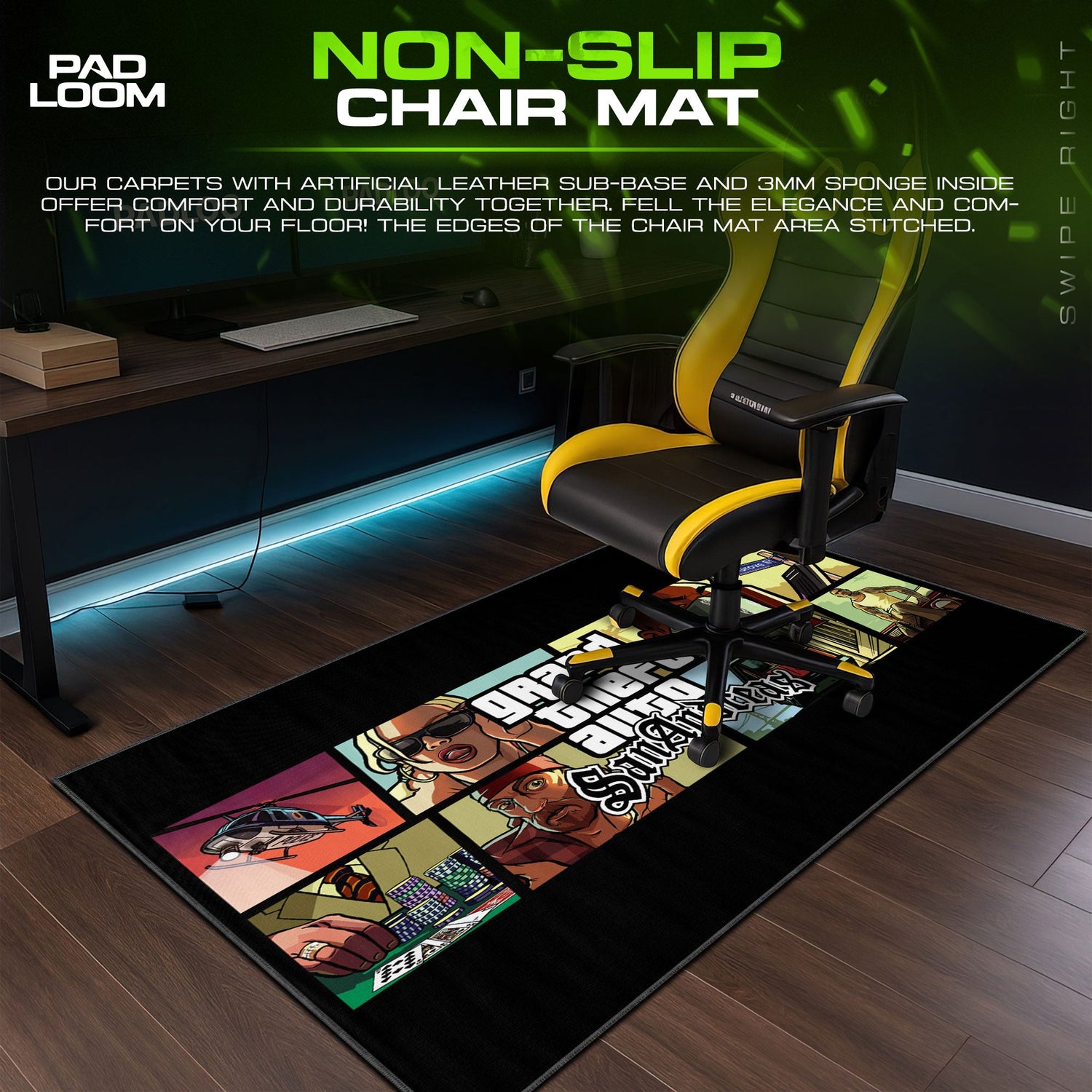 GTA San Andreas Collage Mouse Pad, Game Gaming Desk Mat Padloom