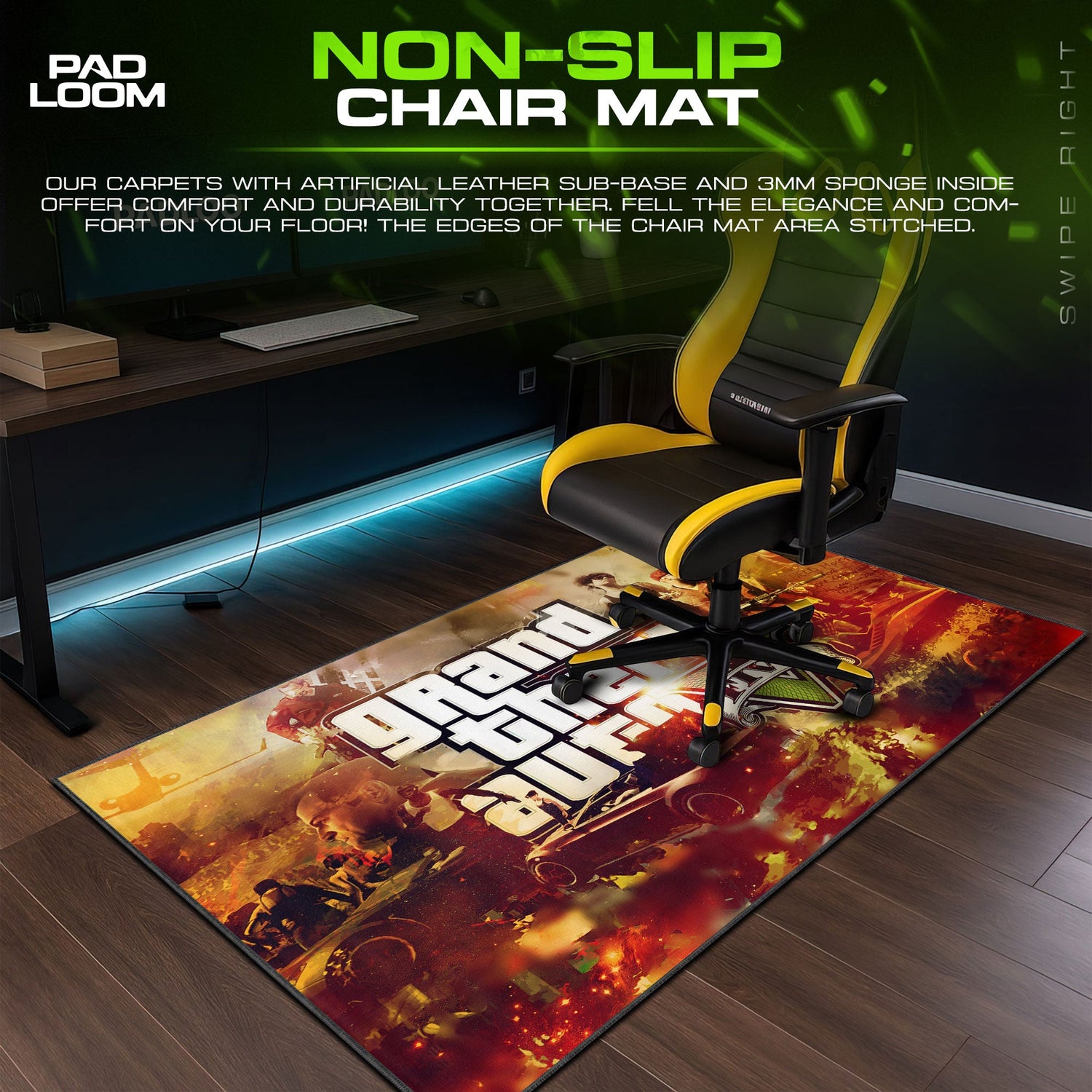 GTA V Chaos Collage Mouse Pad, Game Gaming Desk Mat Padloom