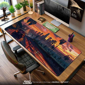GTA V Cityscape Sunset Mouse Pad, Game Gaming Desk Mat